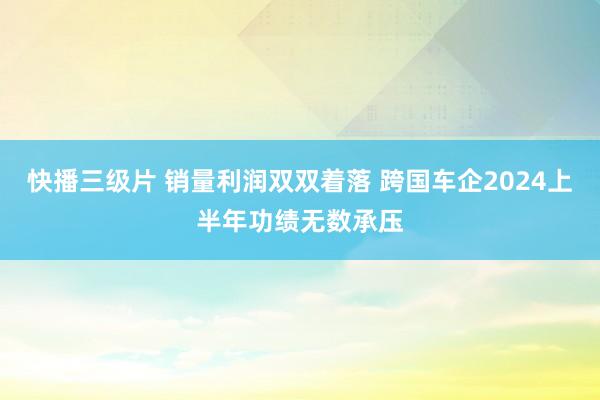 快播三级片 销量利润双双着落 跨国车企2024上半年功绩无数承压