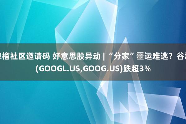 草榴社区邀请码 好意思股异动 | “分家”噩运难逃?谷歌(GOOGL.US,GOOG.US)跌超3%