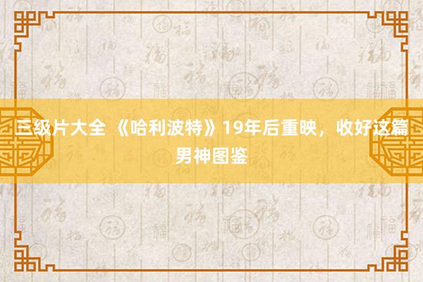 三级片大全 《哈利波特》19年后重映，收好这篇男神图鉴