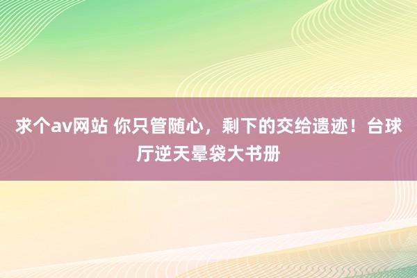 求个av网站 你只管随心,剩下的交给遗迹!台球厅逆天晕袋大书册