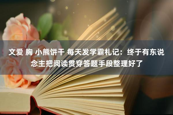 文爱 胸 小熊饼干 每天发学霸札记：终于有东说念主把阅读贯穿答题手段整理好了